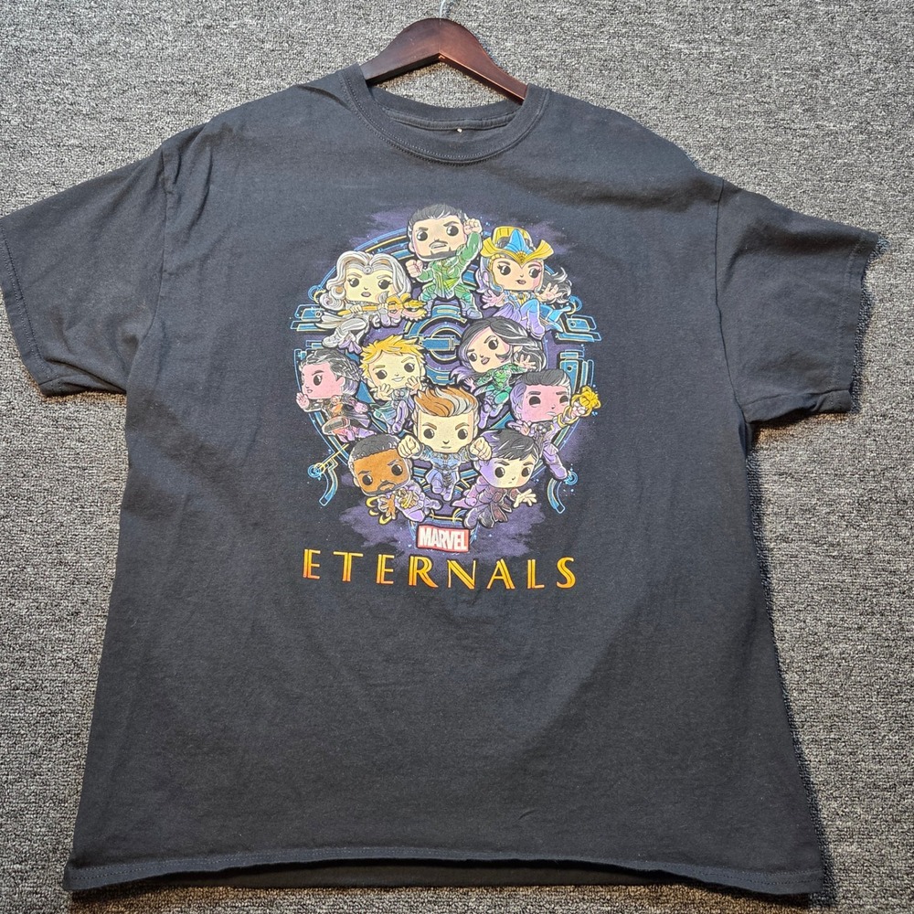Funko Marvel Eternals Graphic Tee Mens XL Black Short Sleeve Cotton Movie Promo‎